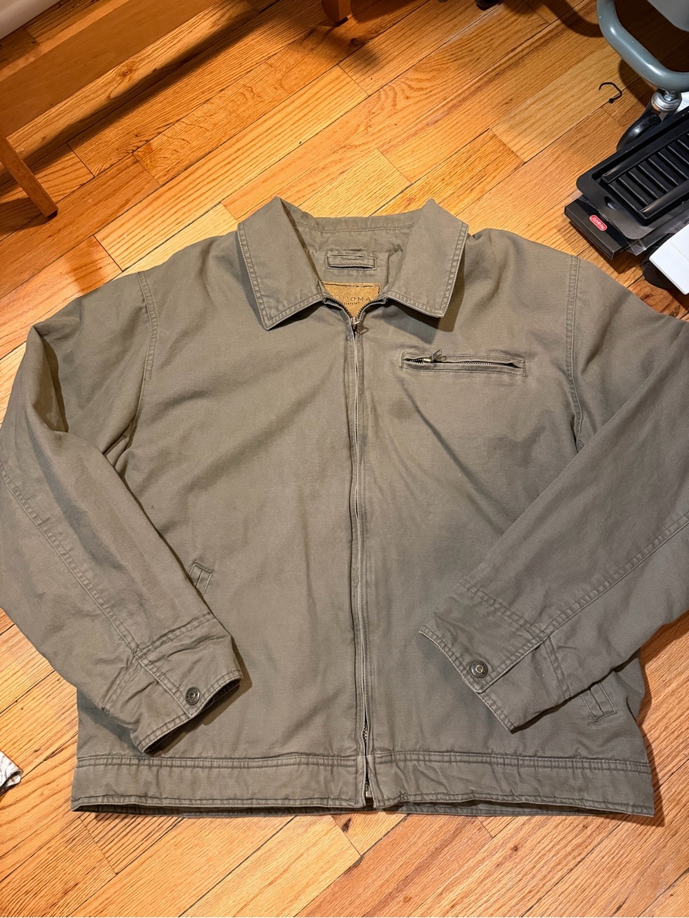 Sonoma Olive Zip-Front Lightweight work jacket